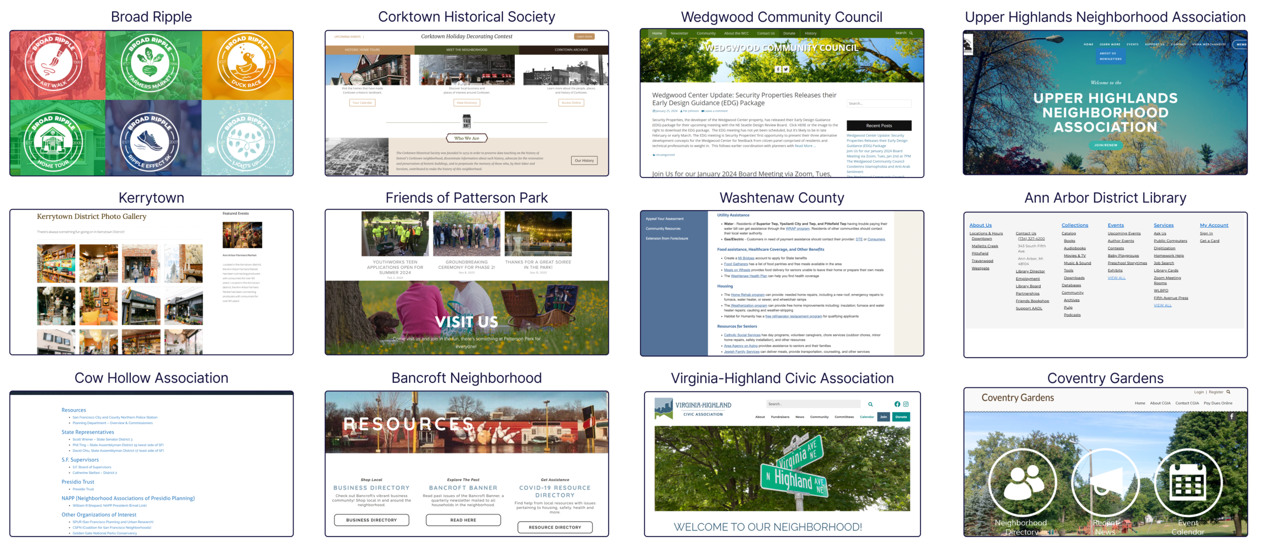 Twelve examples of comparative analysis web pages