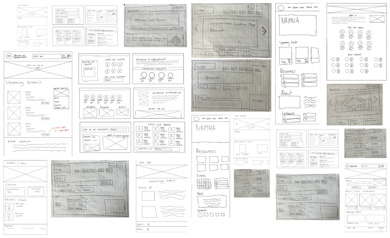 Collage of brainstorming low-fidelity sketches