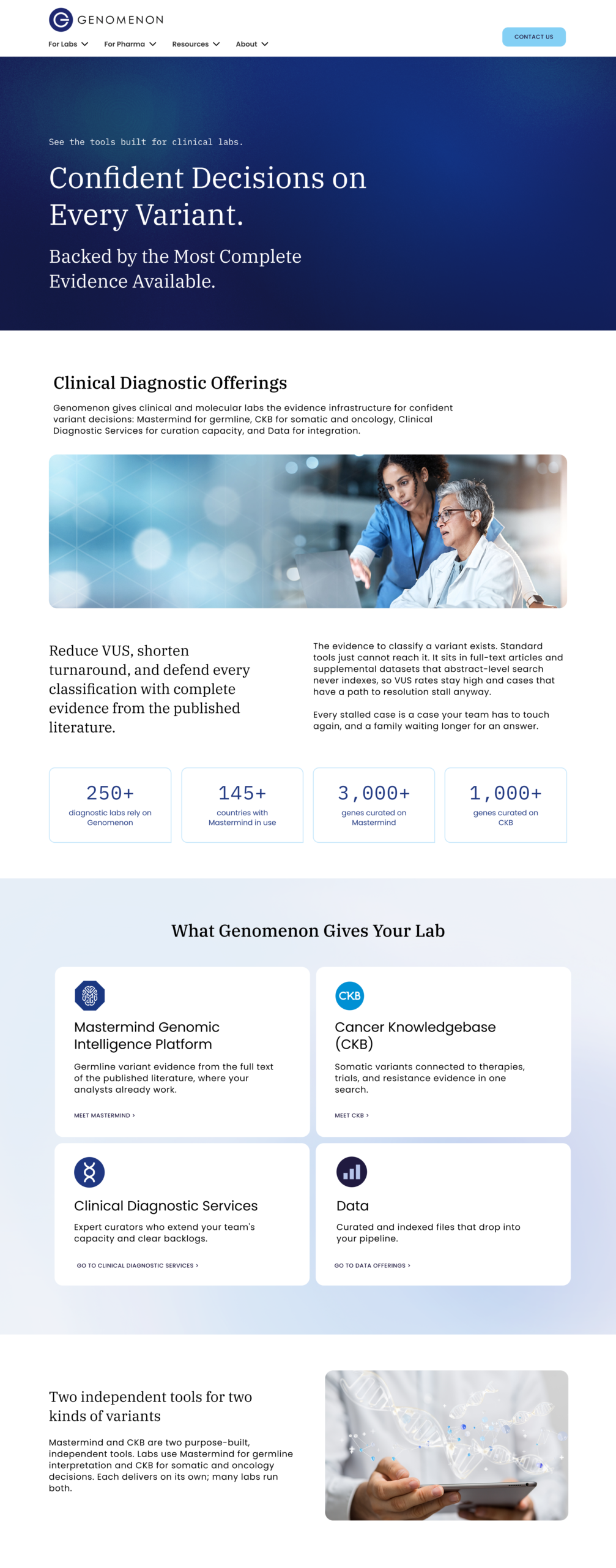 Full-page mockup of lab hub page